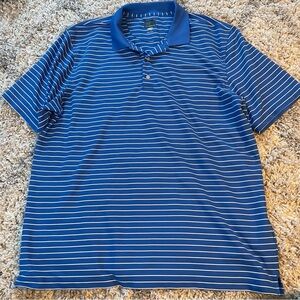 Greg Norman Collection Blue and‎ White Striped Polo Shirt size Large